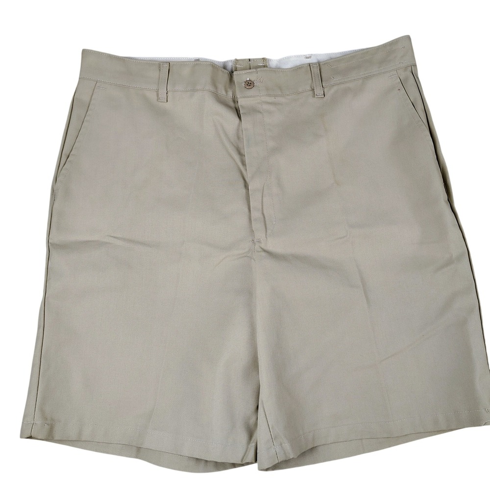 Red‎ Kap Mens Tan Khaki Industrial Work Shorts Size 40 Flat Front Twill chino
